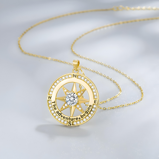 'The Adventure Begins' Compass Necklace