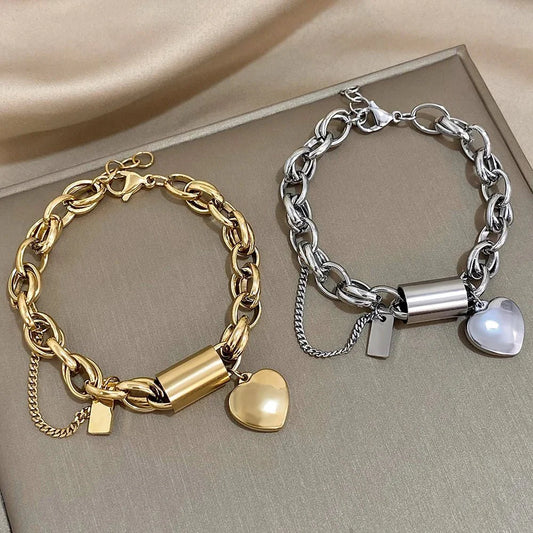 Bold & Chunky Chain Heart Bracelet